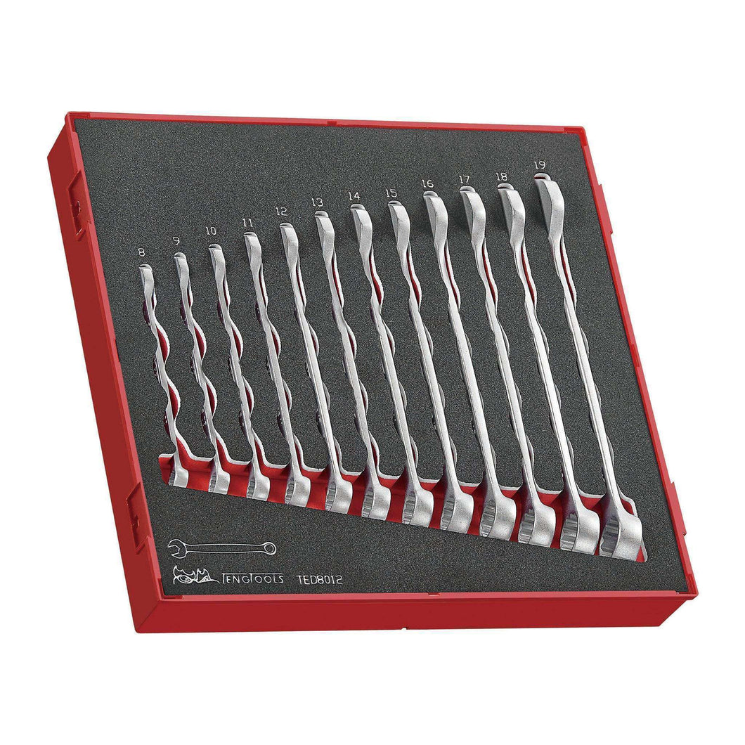 Teng Tools 12 Piece Anti Slip Metric Combination Wrench EVA Foam Set (8MM-19MM) - TED8012