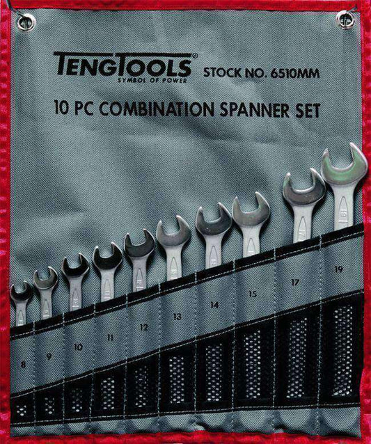 Teng Tools 10 Piece 12 Point Metric Combination Wrench Set (8MM - 19MM) - 6510MM