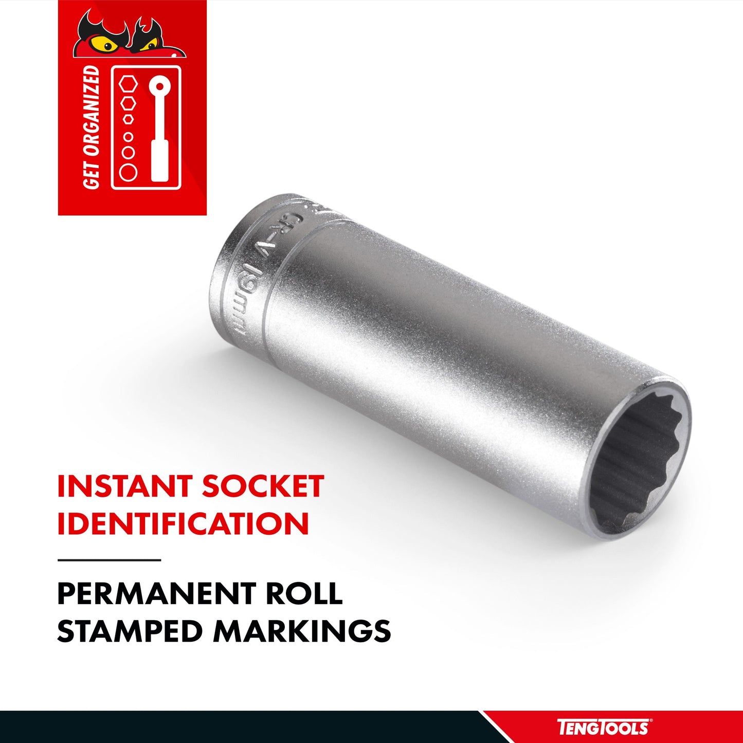 Teng Tools 1/2 Inch Drive 12 Point Metric Deep Chrome Vanadium Sockets