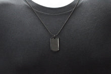 Load image into Gallery viewer, Mens Black Plated Stainless Steel Engravable Dog Tag Pendant Necklace
