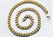 Load image into Gallery viewer, Mens 10mm Gold Stainless Steel Curb Link Chain Necklace
