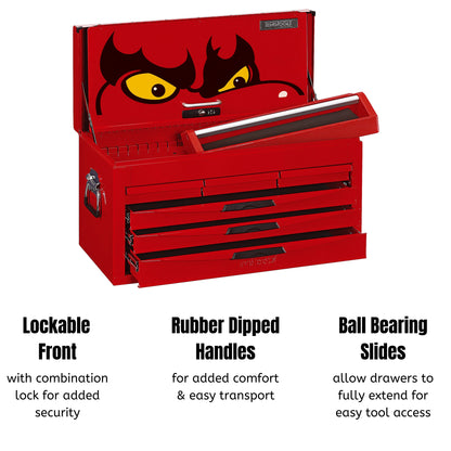 Teng Tools 6 Drawer Professional Steel Lockable Red N Series Top Box - TC806NF