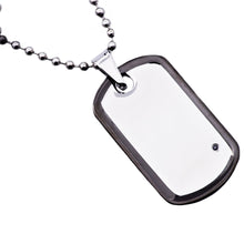 Load image into Gallery viewer, Mens Black Plated Stainless Steel Dog Tag Pendant Necklace With Black Cubic Zirconia
