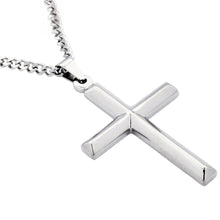 Load image into Gallery viewer, Mens Stainless Steel Cross Pendant With 24&quot; Curb Chain
