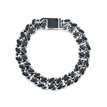 Load image into Gallery viewer, Men&#39;s 12mm Stainless Steel Cuban Link Chain Bracelet With Carbon Fiber
