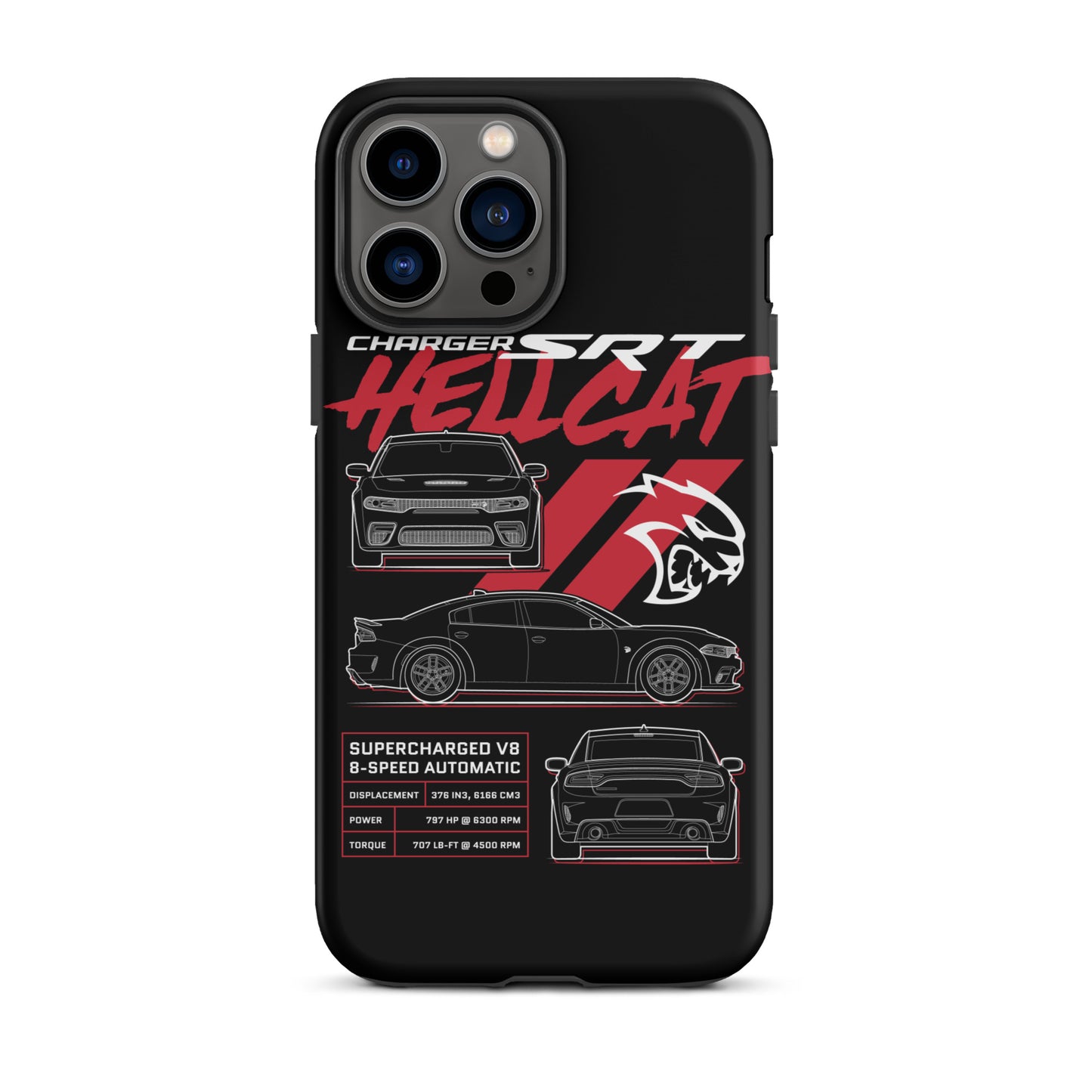 Hellcat Charger Blueprint iPhone Tough Case