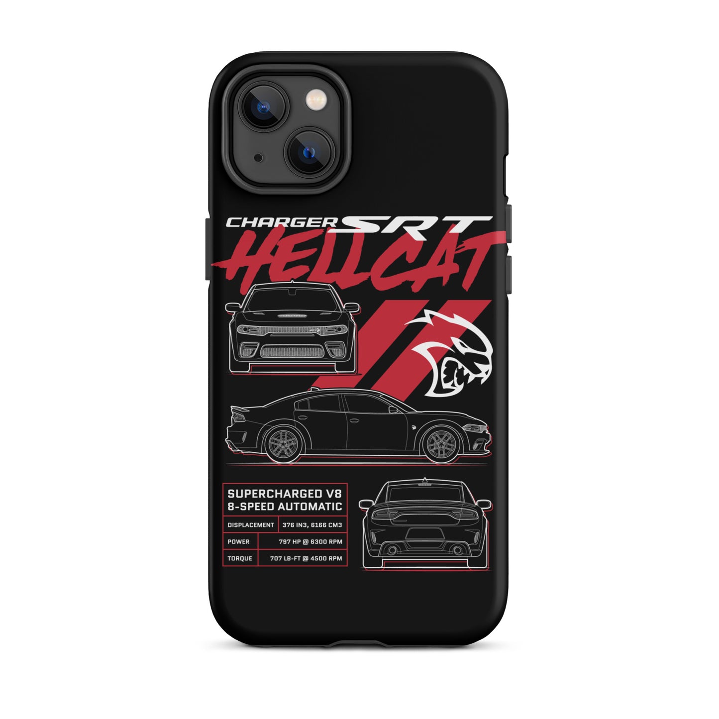 Hellcat Charger Blueprint iPhone Tough Case