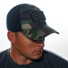 Load image into Gallery viewer, ‘Murica Tactical Dri-Duck Cammo Hat w/ American Flag Patch

