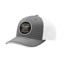 Load image into Gallery viewer, The Bald Eagle Grey/White Flexfit Hat
