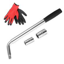 Load image into Gallery viewer, Telescoping Lug Wrench Extendable Tire Wheel Nut Wrench with CR-V Sockets 17mm 19mm 21mm 23mm Free Work Gloves
