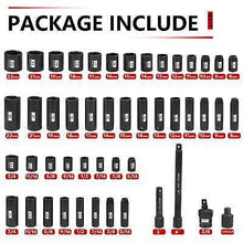 Load image into Gallery viewer, 48 Pcs 38 Impact Socket Set, Drive Standard SAE &amp; Metric, Deep and Shallow,
